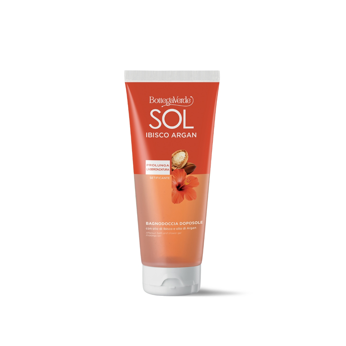SOL Ibisco Argan - Aftersun bath and shower gel - for silky skin - with Hibiscus Oil and Argan Oil (200 ml) - prolongs your tan