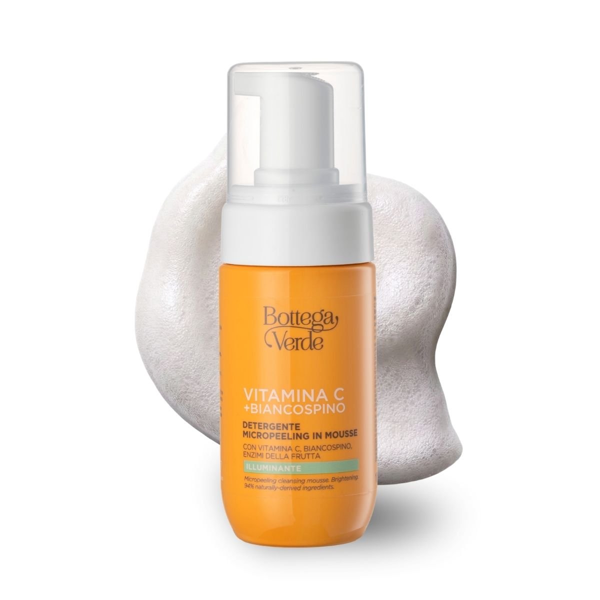 Vitamina C + Espino blanco - Limpiador micropeeling en mousse - con Vitamina C, Espino blanco y Enzimas de frutas (100 ml) - iluminadora