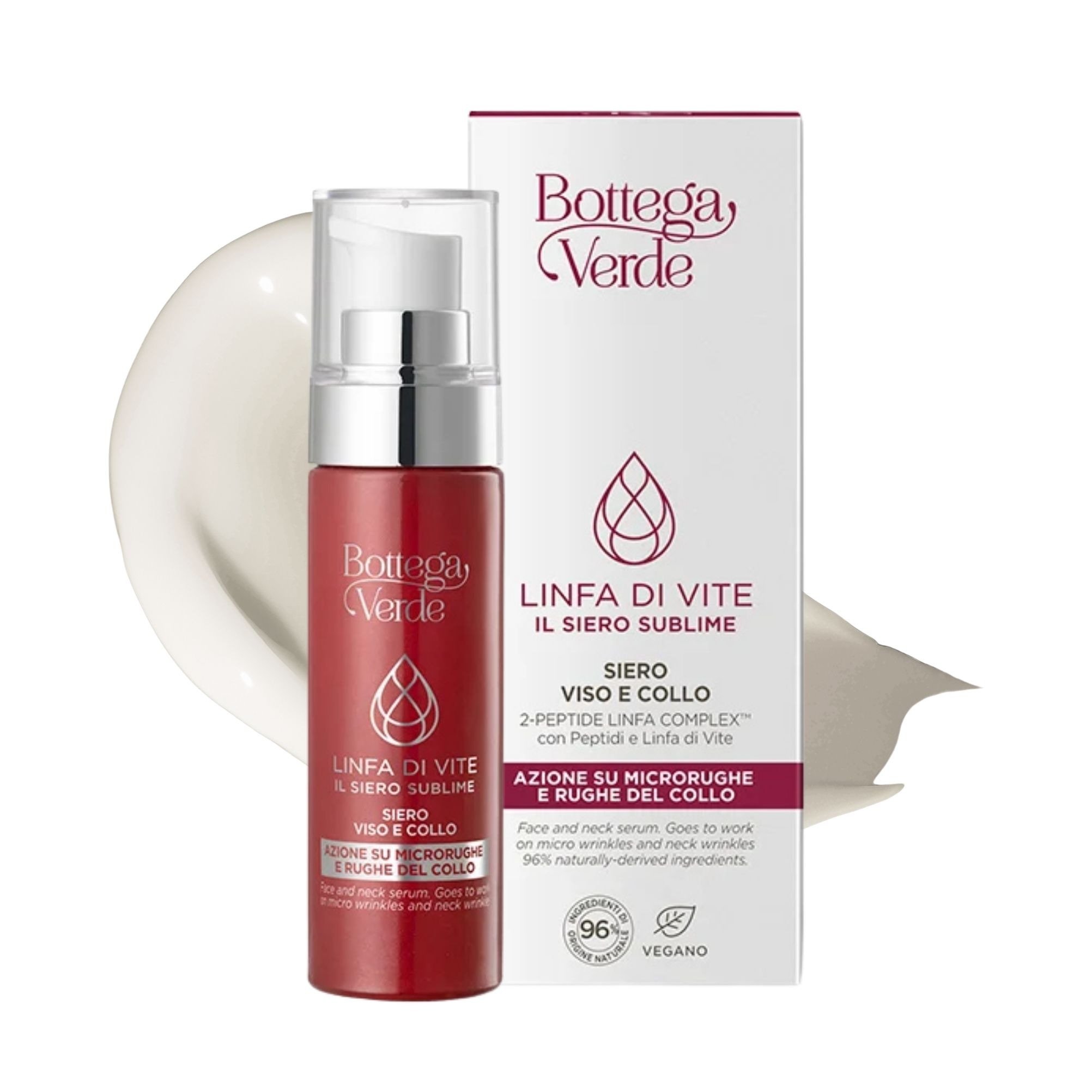 Sérum sublime - Sérum intensivo rostro y cuello - efecto relleno sobre las microarrugas - 2-PEPTIDE LINFA COMPLEX con Péptidos y Savia de Vid (30 ml) - todo tipo de pieles