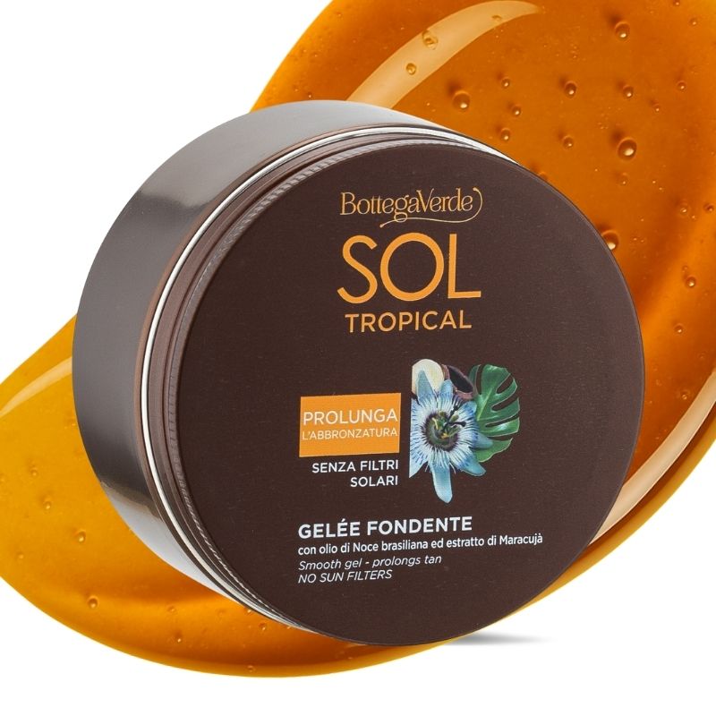 SOL Tropical - Gel fundente - bronceado dorado y uniforme - con aceite de Nuez de Brasil y extracto de Maracuyá - sin filtros solares (200 ml) - prolonga el bronceado