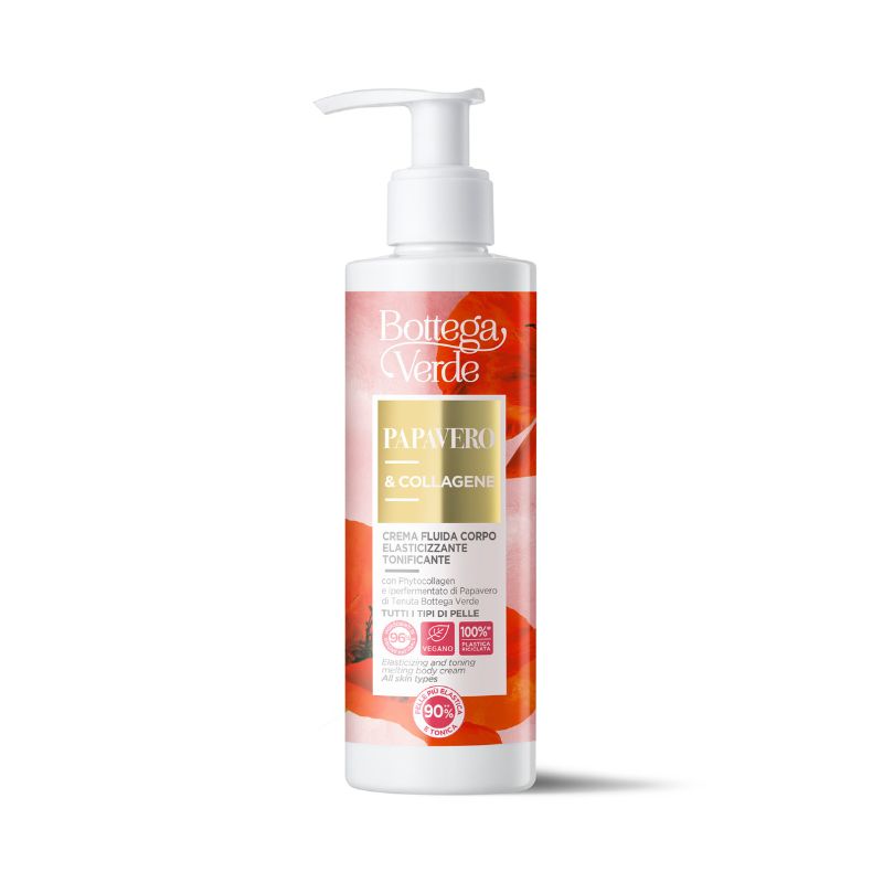 Crema corporal fluida elastizante tonificante con Phytocollagen y extracto hiperfermentado de Amapola de la finca Tenuta Bottega Verde (200 ml) - todo tipo de pieles