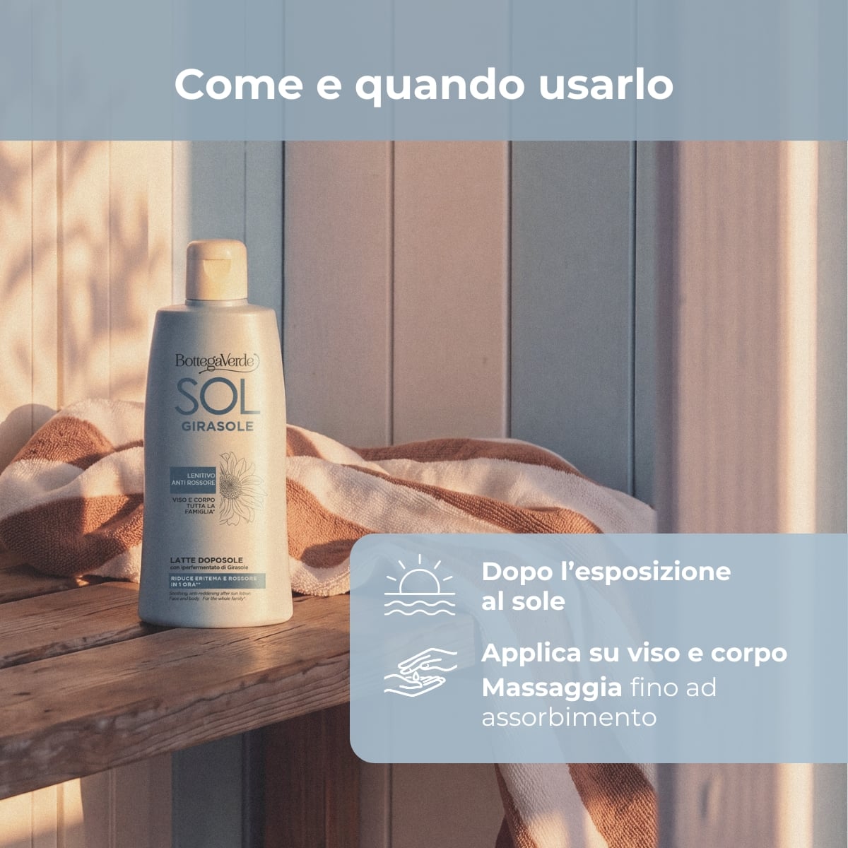 SOL Girasole - Doposole lenitivo anti rossore - viso e corpo - con iperfermentato di Girasole di Tenuta Bottega Verde