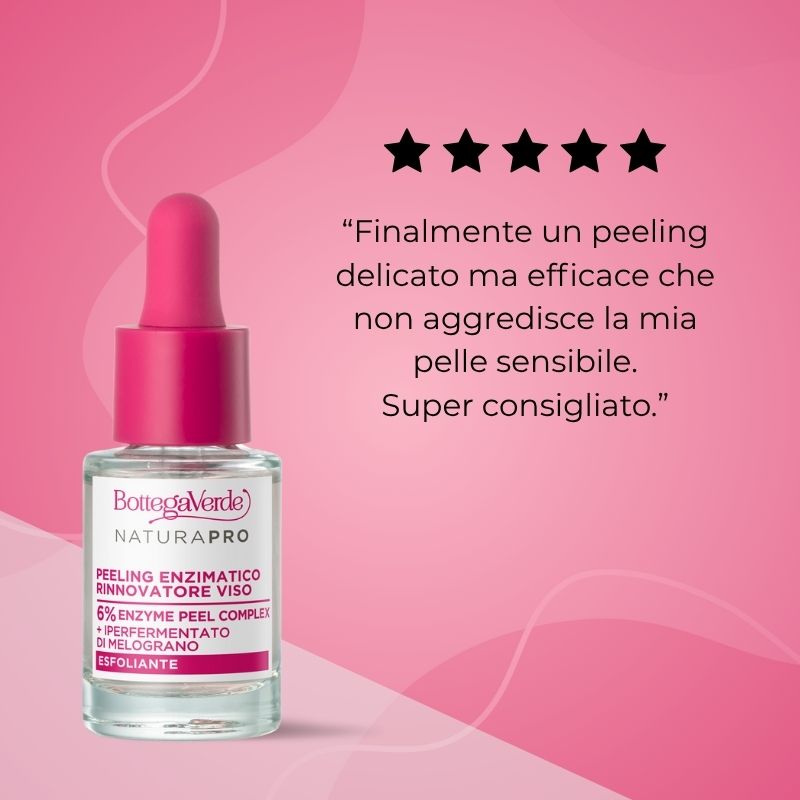 Peeling enzimatico rinnovatore - concentrato viso - con 6% Enzyme Peel complex e iperfermentato di Melograno di Tenuta Bottega Verde - esfoliante