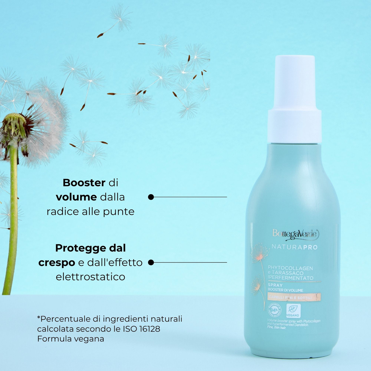 Phytocollagen e Tarassaco iperfermentato - Spray - booster di volume - capelli fini e sottili