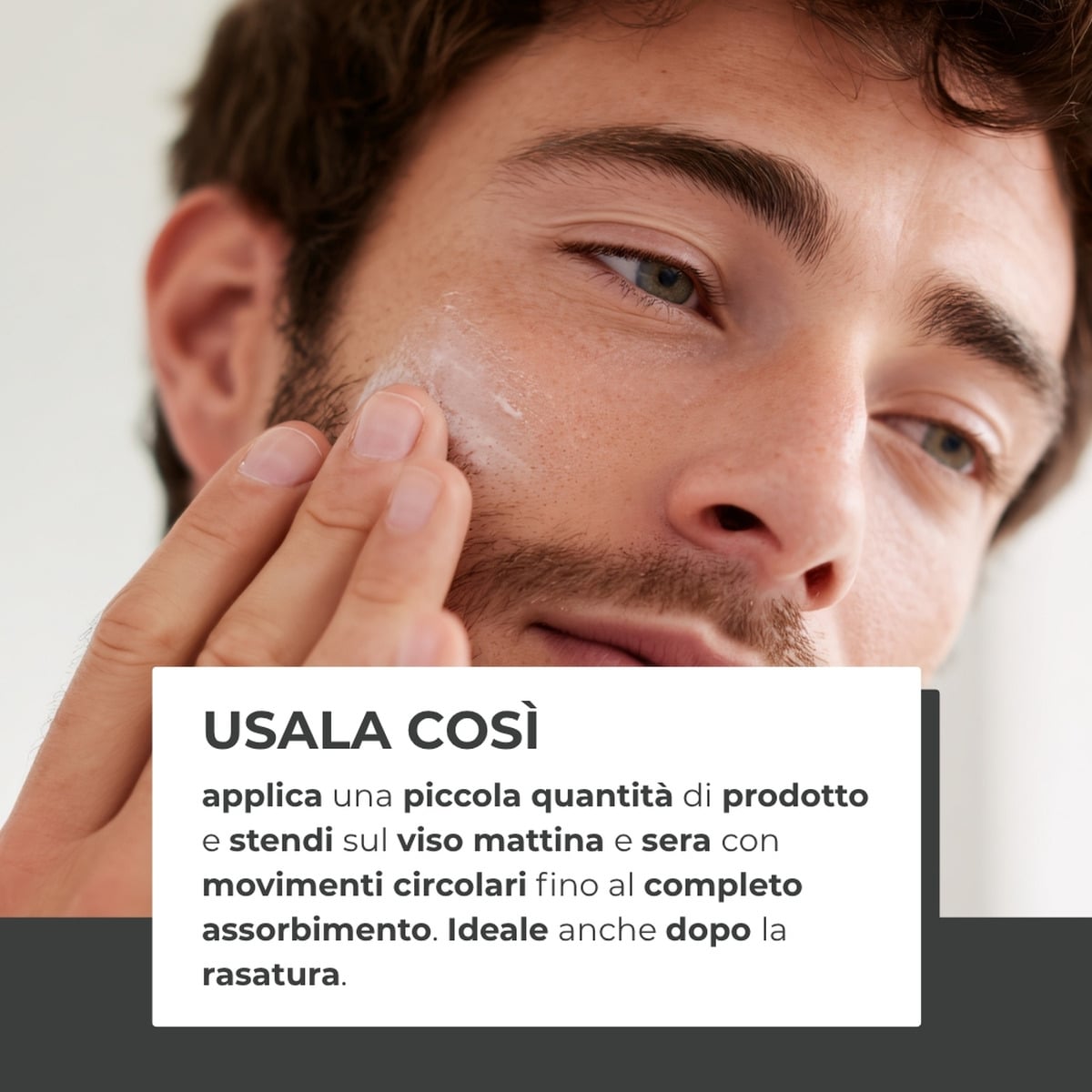 UOMO+ skincare - Crema viso - antirughe energizzante - con acido Ialuronico ed estratto di Guaran&agrave;