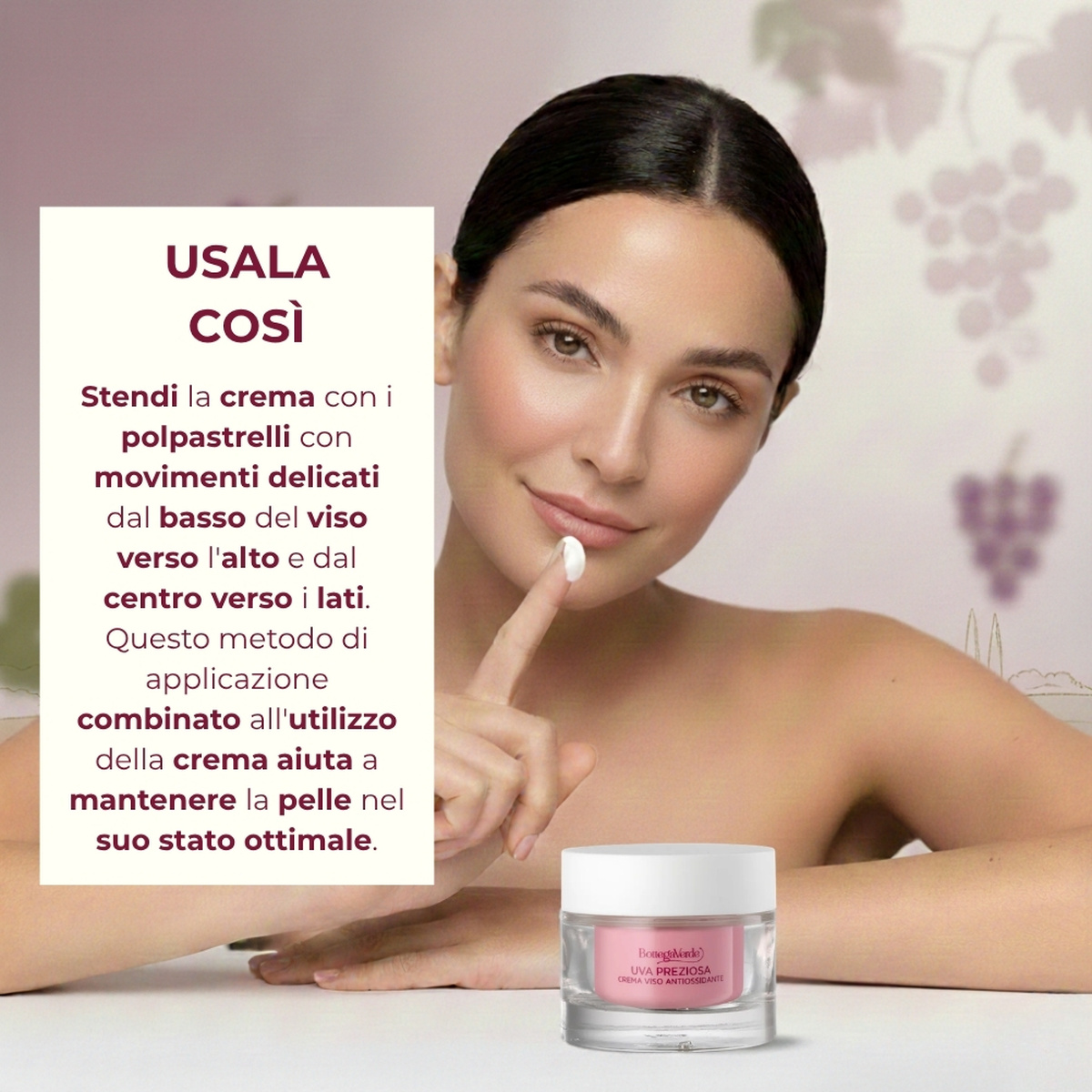 Uva Preziosa - Crema viso antiossidante idratante con estratto iperfermentato di Uva rossa di Tenuta Massaini  - pelli normali