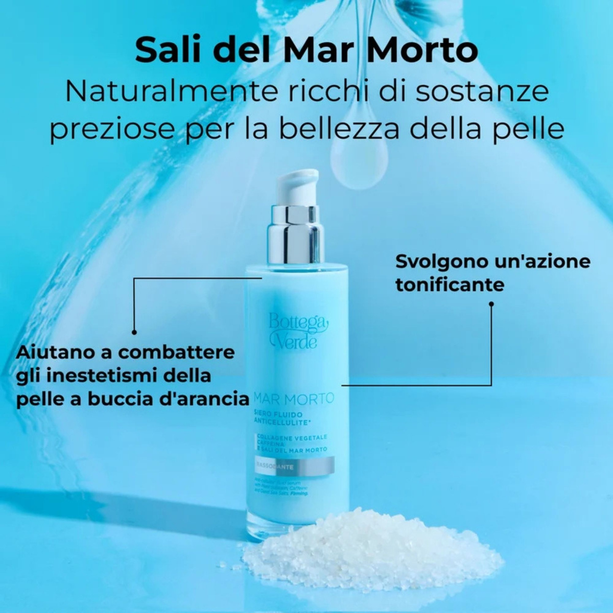 MAR MORTO - Siero fluido anticellulite* - Collagene vegetale, Caffeina e Sali del Mar Morto - rassodante