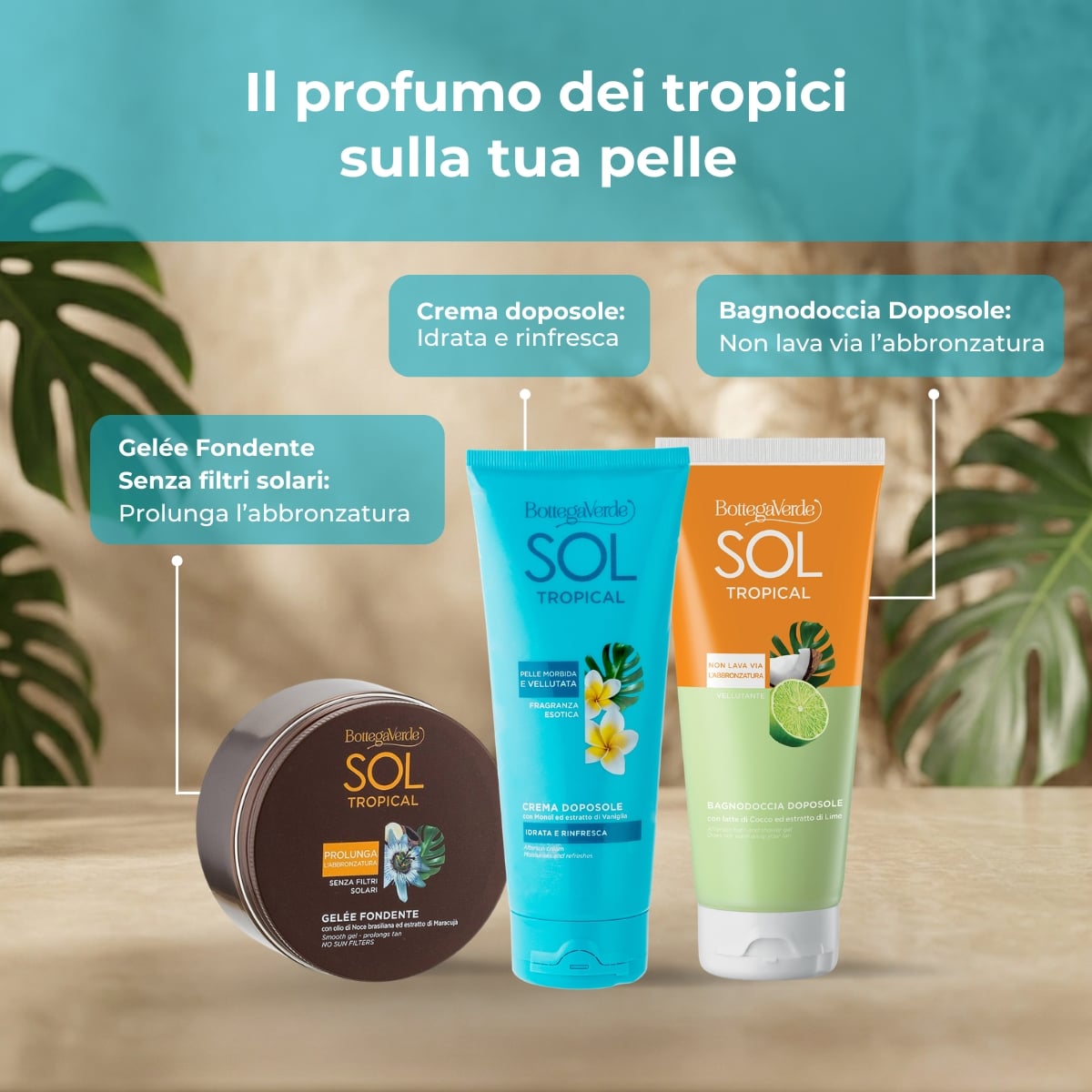SOL Tropical - Burro doposole - nutre ed intensifica l'abbronzatura - con olio di Noce brasiliana e Maracuja - prolunga l'abbronzatura - texture fondente