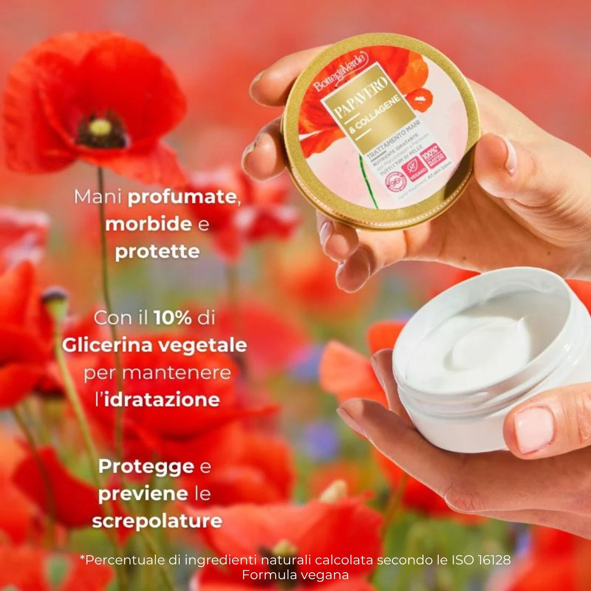 Papavero e Collagene - Trattamento mani - nutriente idratante - con Phytocollagen ed iperfermentato di Papavero di Tenuta Bottega Verde - tutti i tipi di pelle