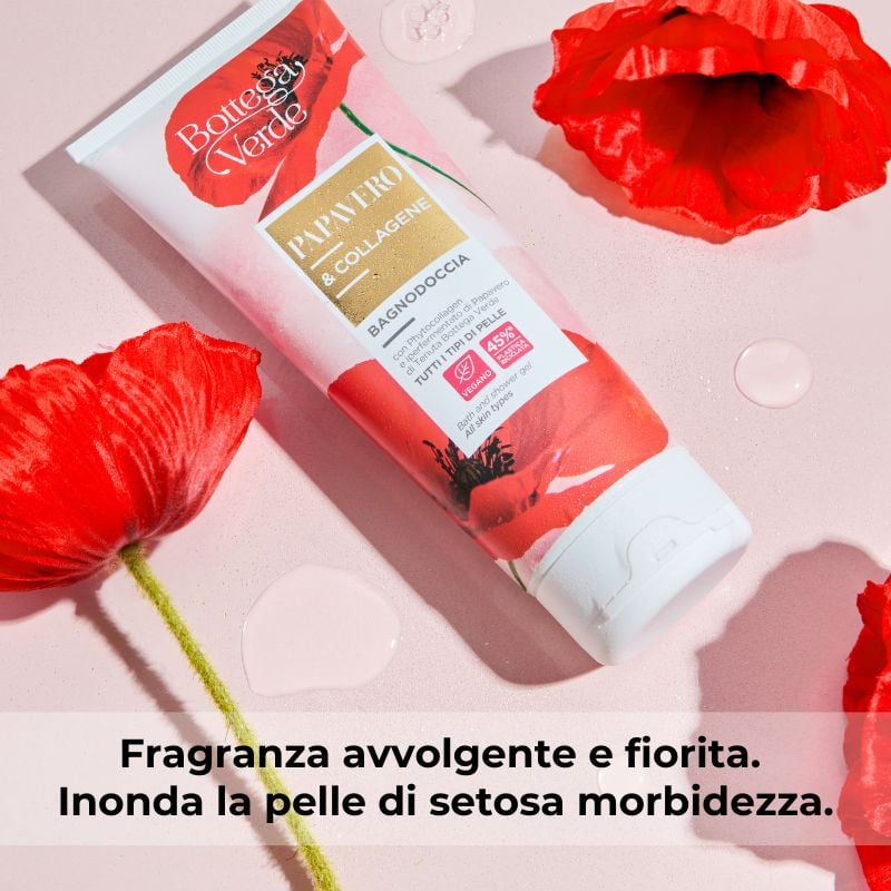 Papavero e Collagene - Bagnodoccia - con Phytocollagen ed iperfermentato di Papavero di Tenuta Bottega Verde - tutti i tipi di pelle