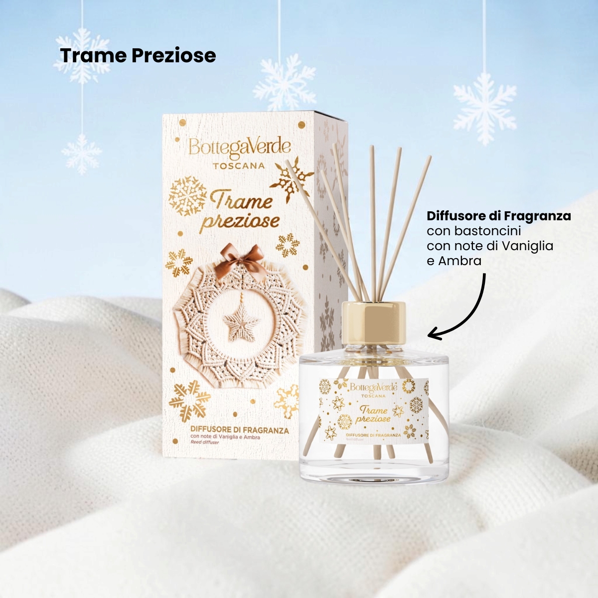 Trame preziose - Diffusore di fragranza con stick - con note di Vaniglia e Ambra