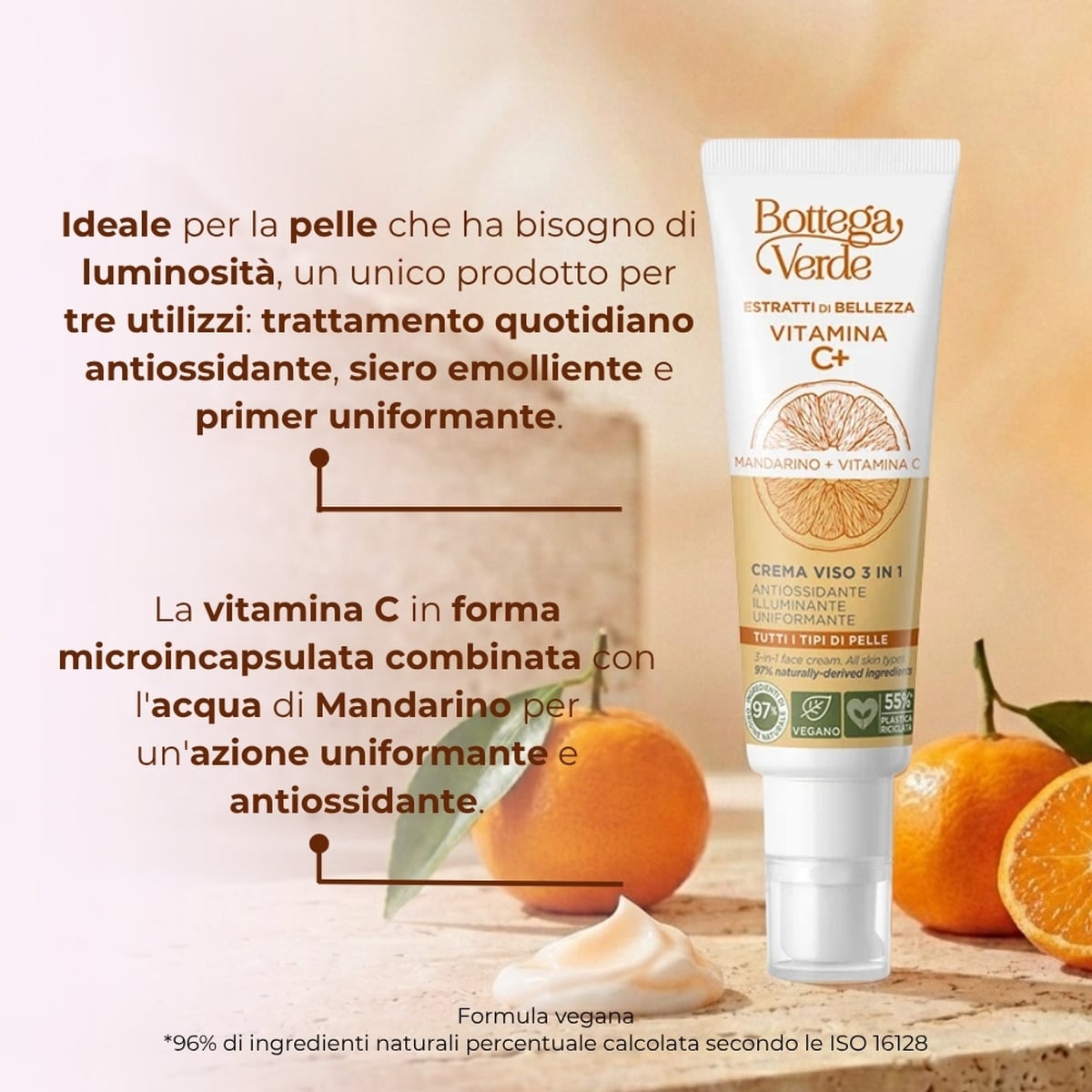 Estratti di bellezza - Vitamina C+ - Crema viso 3 in 1 - Mandarino Vitamina C - antiossidante, illuminante, uniformante - tutti i tipi di pelle
