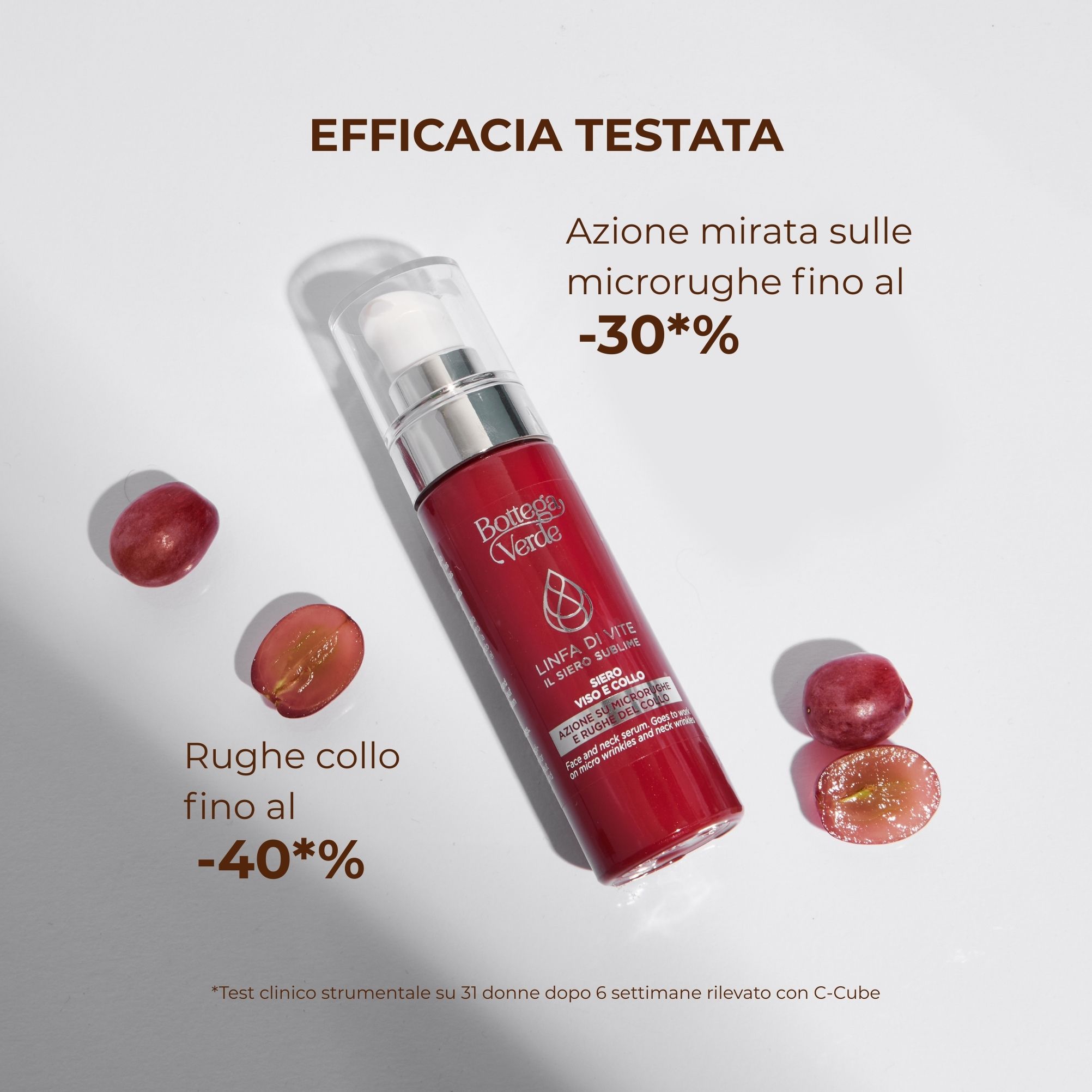 Linfa di Vite - Il Siero sublime - Siero viso e collo - azione su microrughe e rughe del collo - 2-PEPTIDE LINFA COMPLEX<TM/> con Peptidi e Linfa di Vite - tutti i tipi di pelle