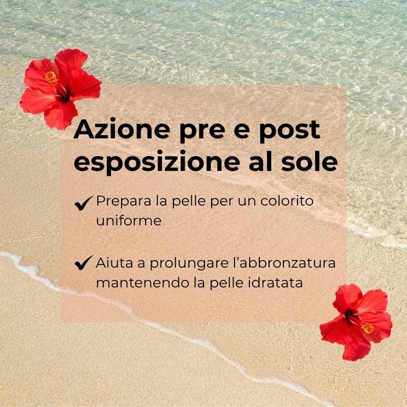 SOL Ibisco Argan - Latte pre e dopo sole - viso e corpo - prepara e prolunga l'abbronzatura - con olio di Ibisco e olio di Argan - pre e dopo sole - senza filtri solari