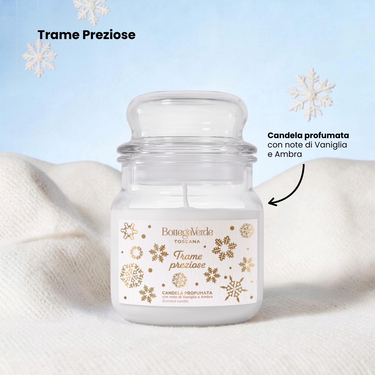 Trame preziose - Candela profumata - con note di Vaniglia e Ambra