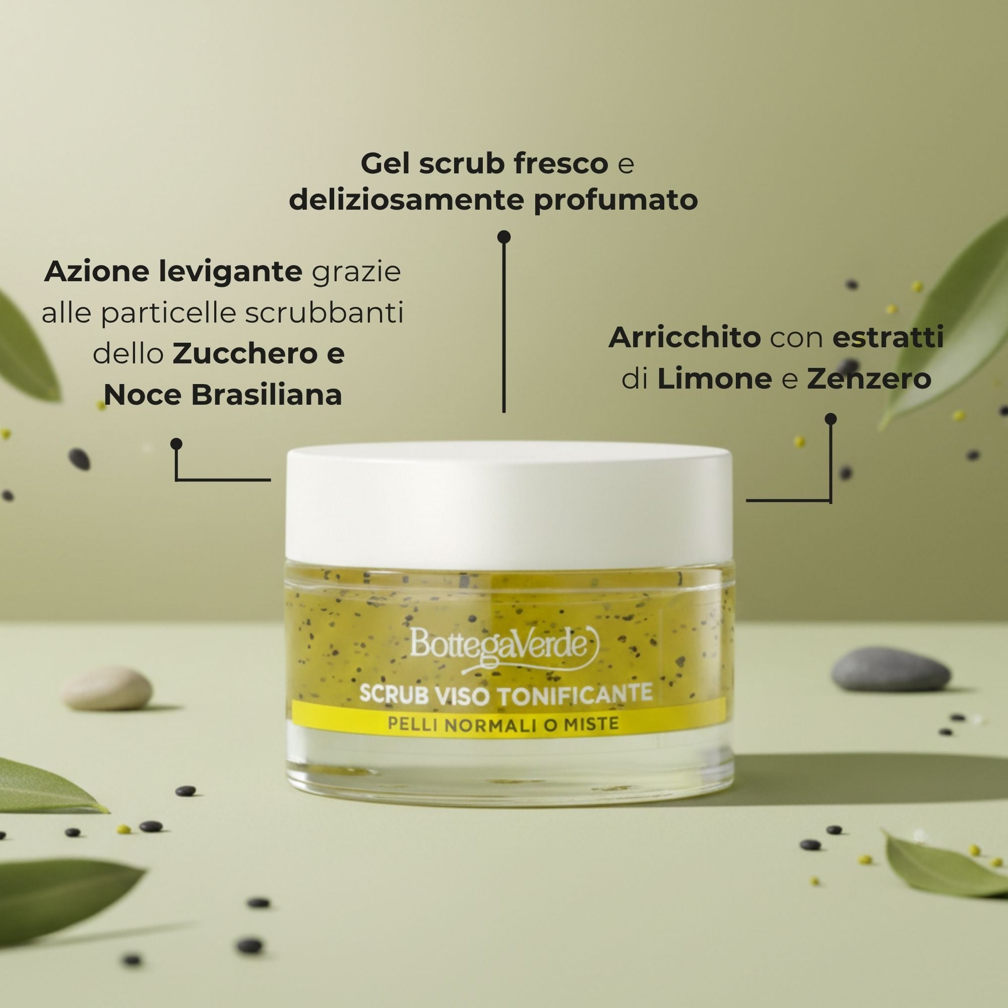 Zuccheri di bellezza - Scrub di zucchero tonificante - con zucchero di Canna ed estratti di Limone e Zenzero - esfoliante purificante - pelli normali o miste