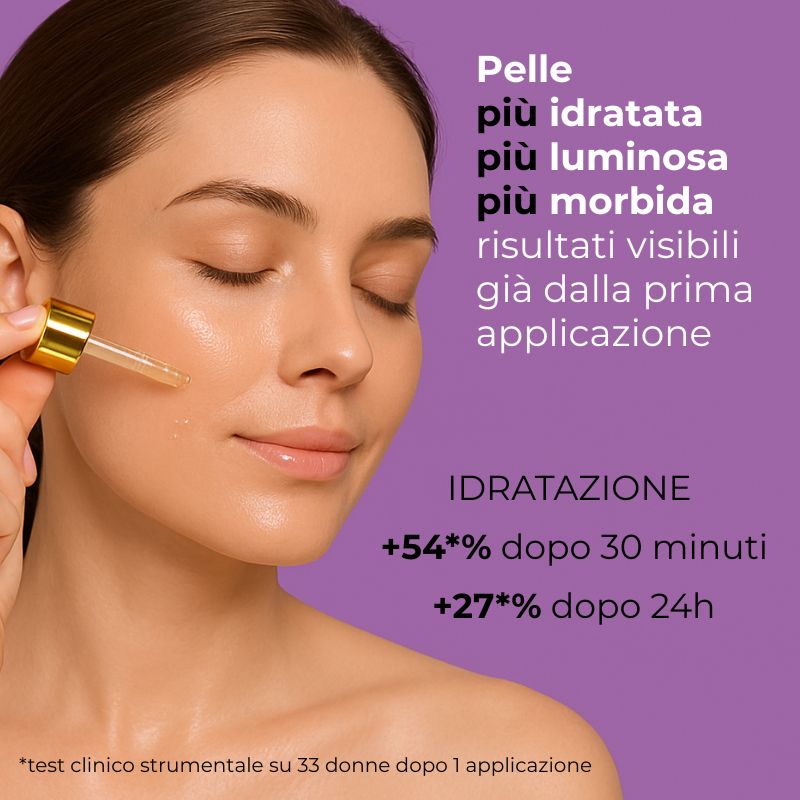 Pistilli di Zafferano - Gocce d'Oro - Siero viso booster di luce - idratante con oro 23 KT - con estratto iperfermentato di Zafferano e Hyaluron complex