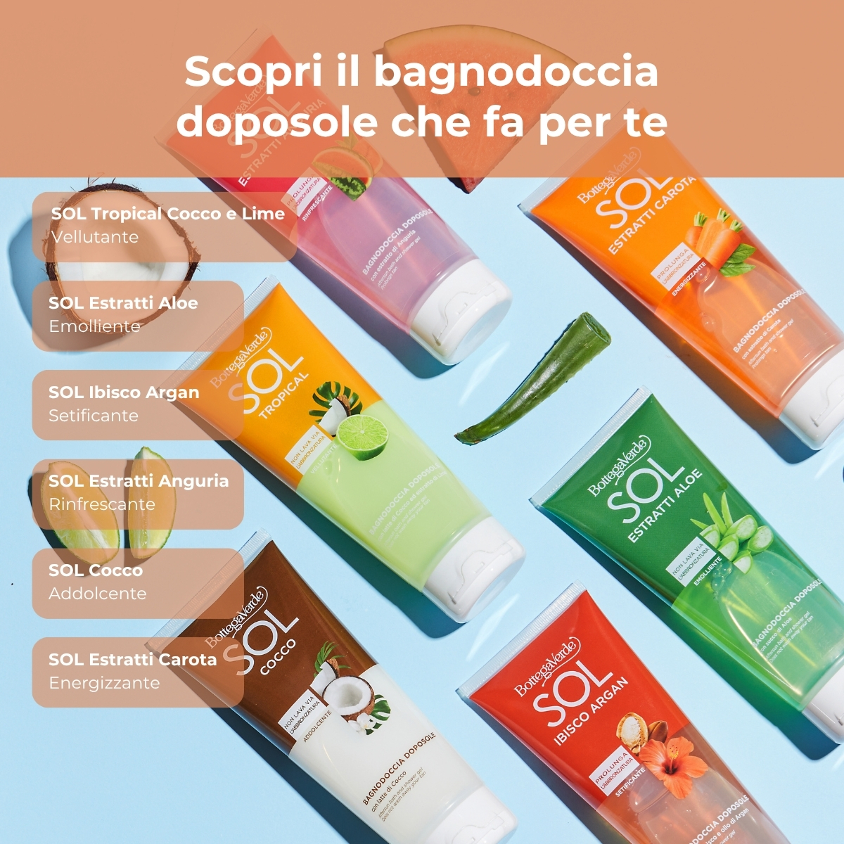 SOL Ibisco Argan - Bagnodoccia doposole - setificante - con olio di Ibisco e olio di Argan - prolunga l'abbronzatura