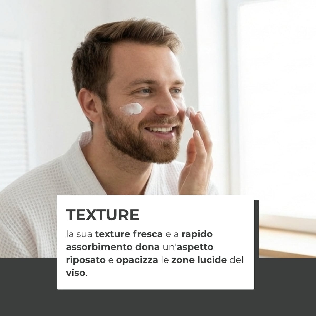 UOMO+ skincare - Crema viso - idratante opacizzante - con acido Ialuronico e Ceramidi