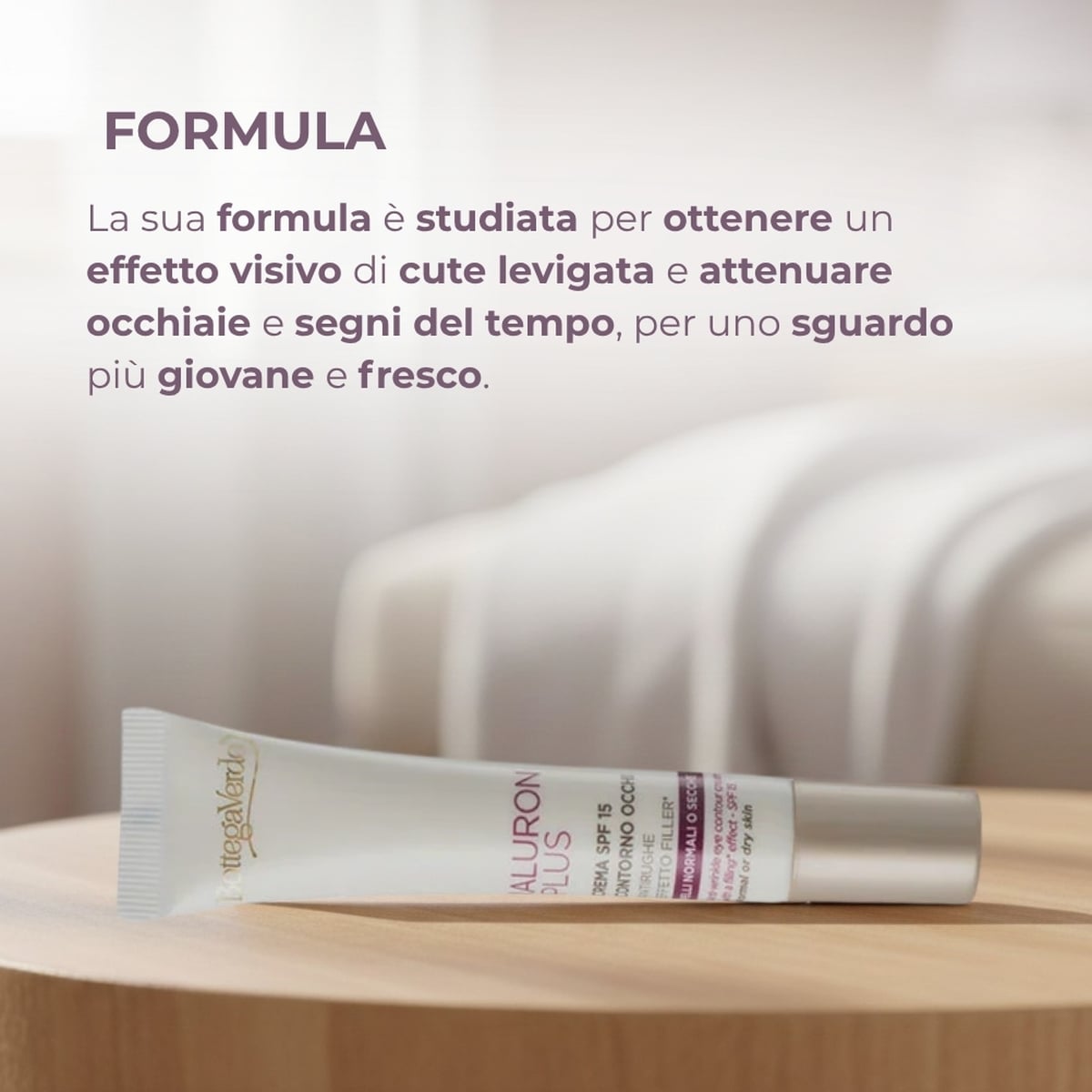 Ialuron Plus - Crema contorno occhi, antirughe, effetto filler *, con acido Ialuronico ed estratti di fiori Bianchi, SPF 15 - pelli normali o secche