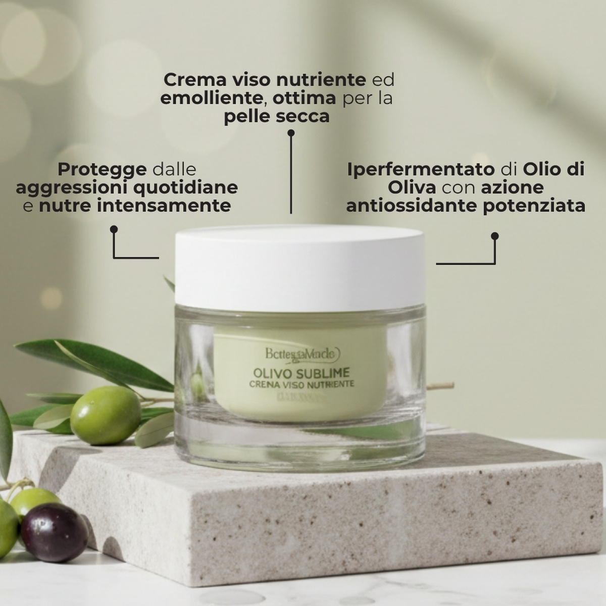 Olivo Sublime - Crema viso - nutriente emolliente - con olio di Oliva iperfermentato - pelli normali o secche