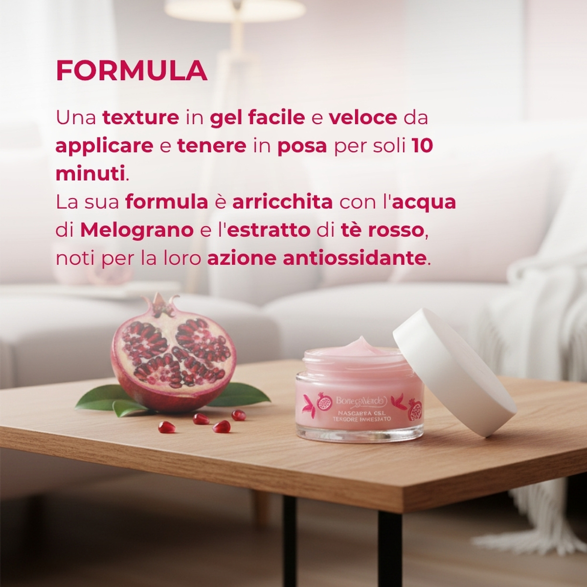 Estratti di bellezza - Maschera gel  -  con acqua di Melograno e The rosso (50 ml) - tensore immediato