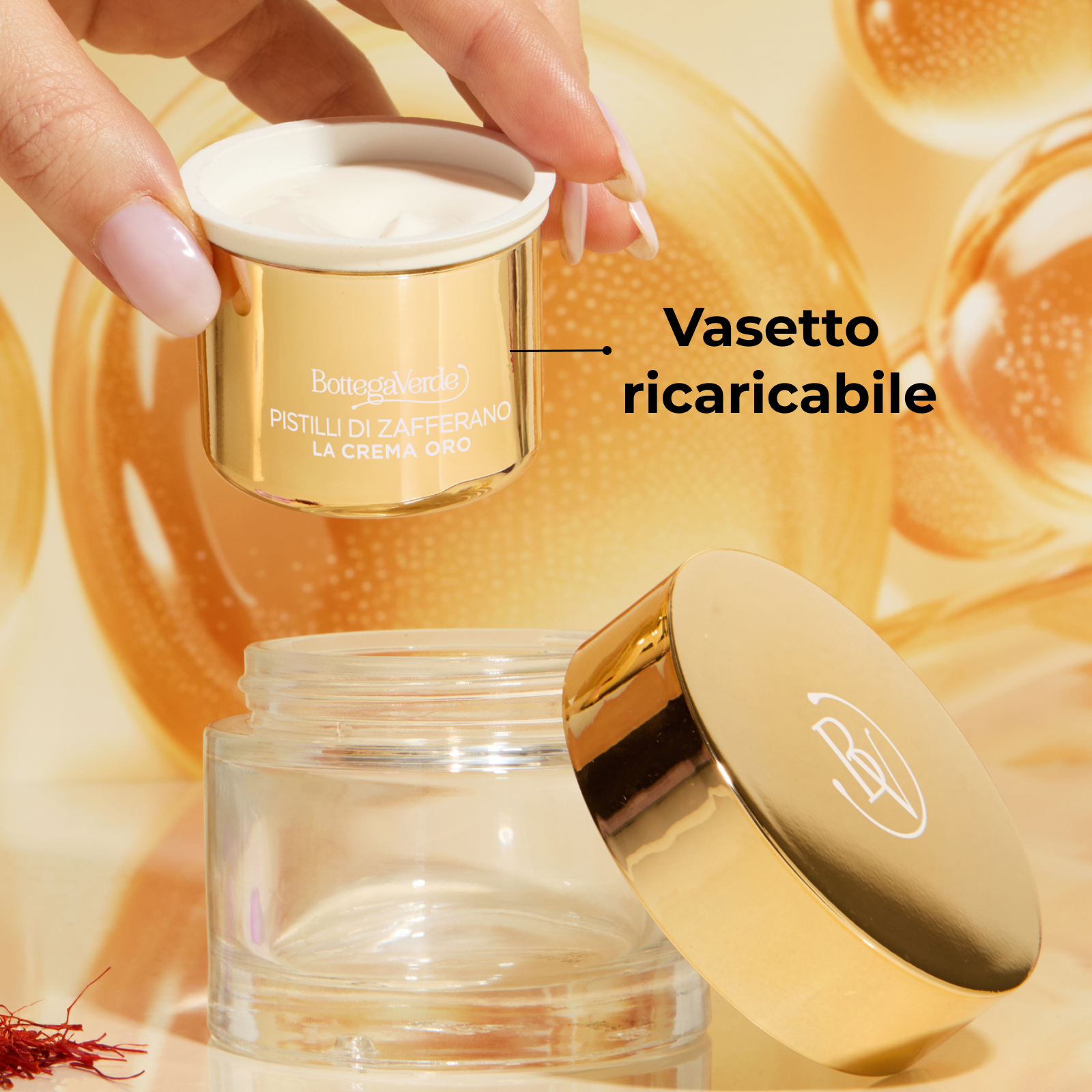 Pistilli di Zafferano - La crema oro - Ricarica Trattamento viso giorno e notte - antirughe antietà globale 10 azioni - con SAFFRON-IDE PRO AGE<TM/> con Ceramidi e iperfermentato di Zafferano