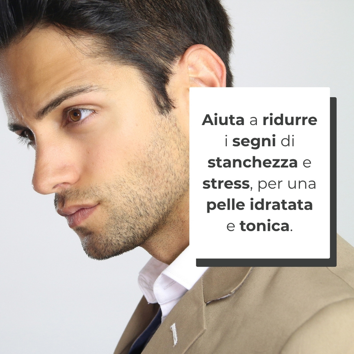 UOMO+ skincare - Crema viso - antirughe energizzante - con acido Ialuronico ed estratto di Guaran&agrave;