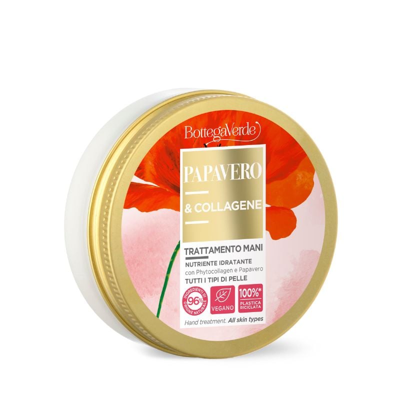 Papavero e Collagene - Trattamento mani - nutriente idratante - con Phytocollagen ed iperfermentato di Papavero di Tenuta Bottega Verde - tutti i tipi di pelle