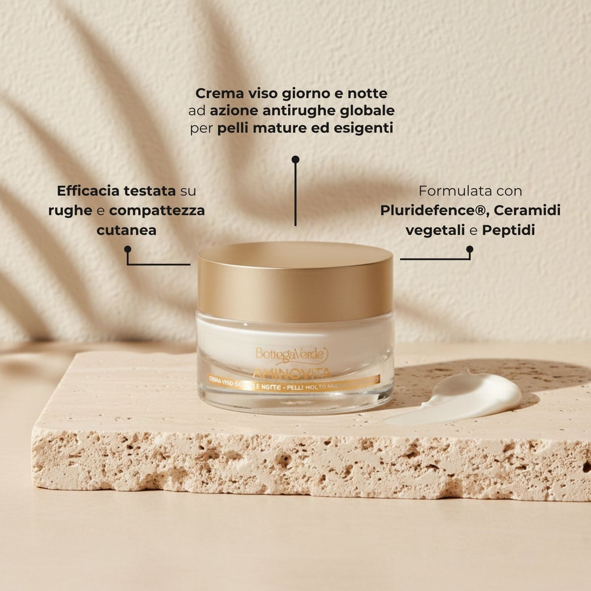 Aminovita - Crema viso giorno e notte - rughe profonde,azione globale* - con Pluridefence&reg; , Peptidi e Ceramidi vegetali  - pelli molto mature ed esigenti