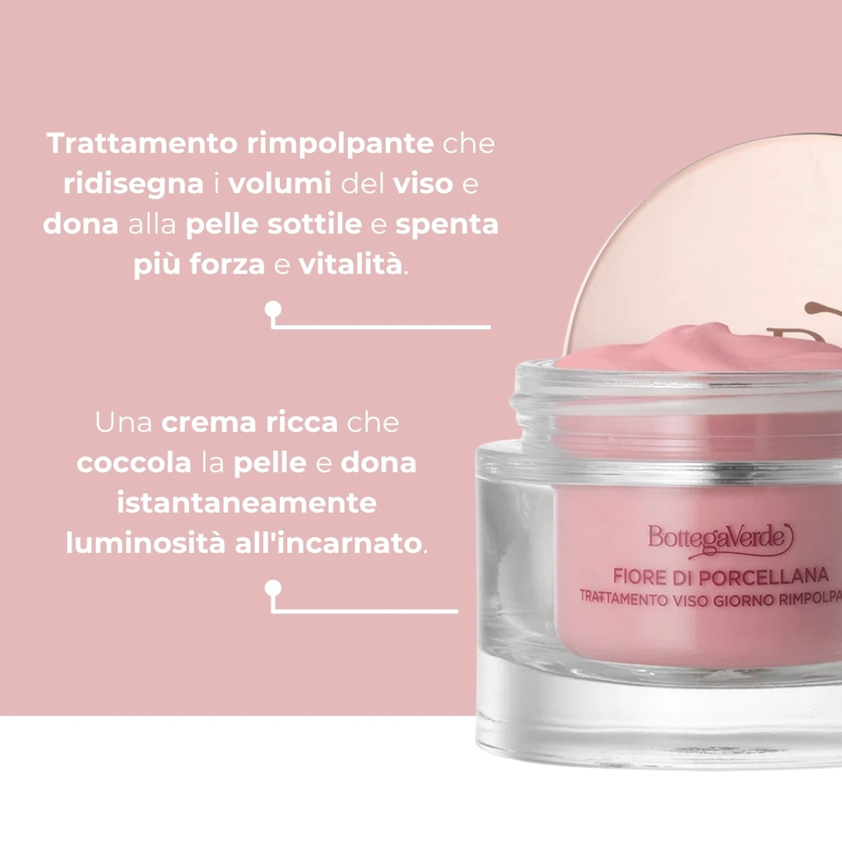Fiore di Porcellana - Sistema perfezionatore - Ricarica Trattamento viso giorno - rimpolpante anti-svuotamento e anti-infragilimento - con pigmenti rosa - con Ceramidi vegetali, Collagene vegetale da Acacia e Fiore di Porcellana - pelli normali o secche