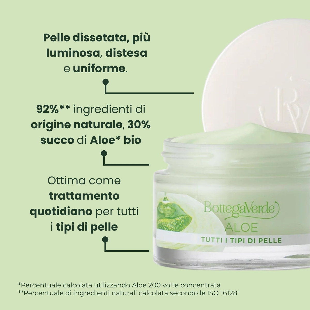 Aloe - Crema viso 24 ore - idratante, lenitiva, illuminante -  con 30% succo di Aloe* bio - tutti i tipi di pelle