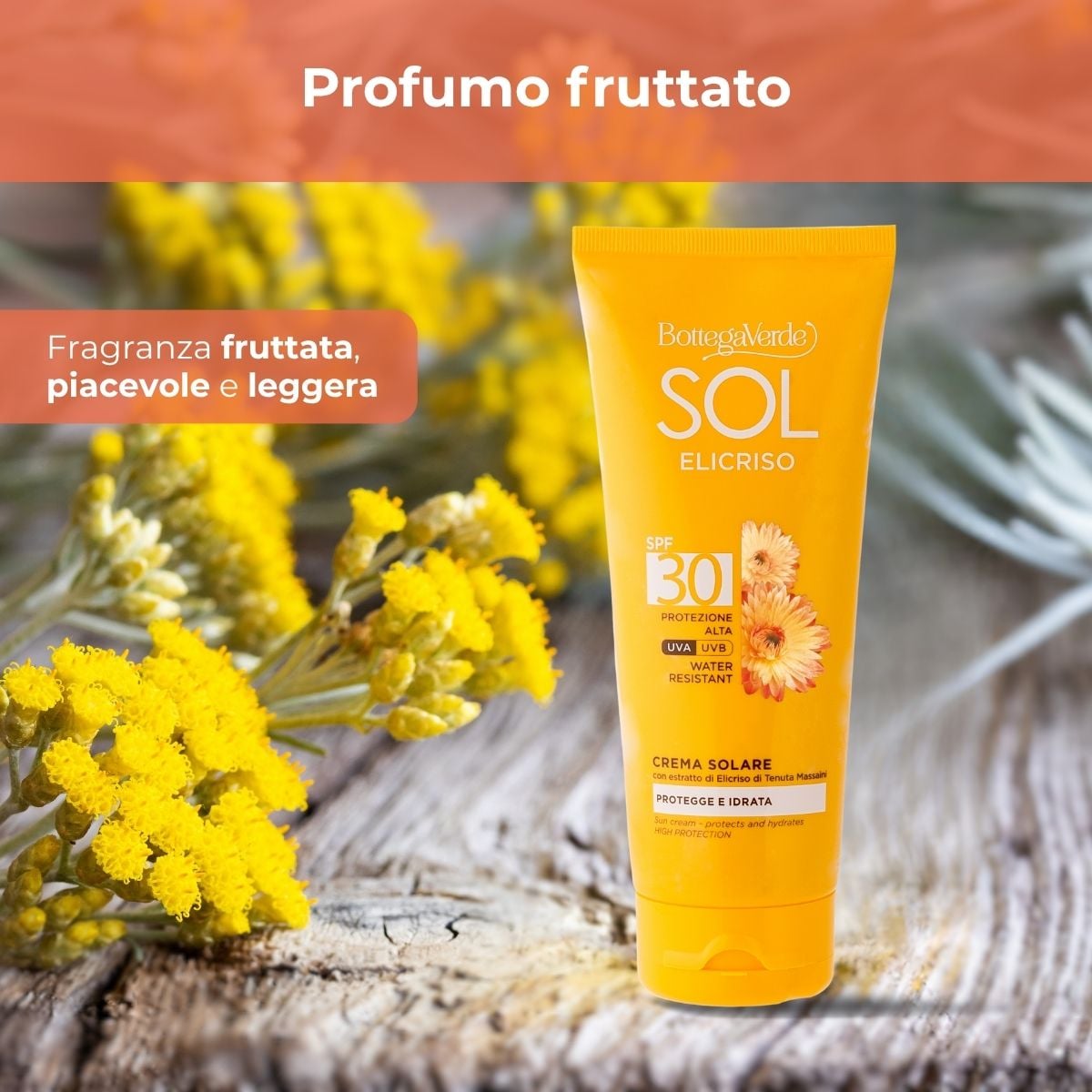 SOL Elicriso - Crema solare - protegge e idrata - con estratto di Elicriso di Tenuta Massaini - protezione alta SPF30 - water resistant