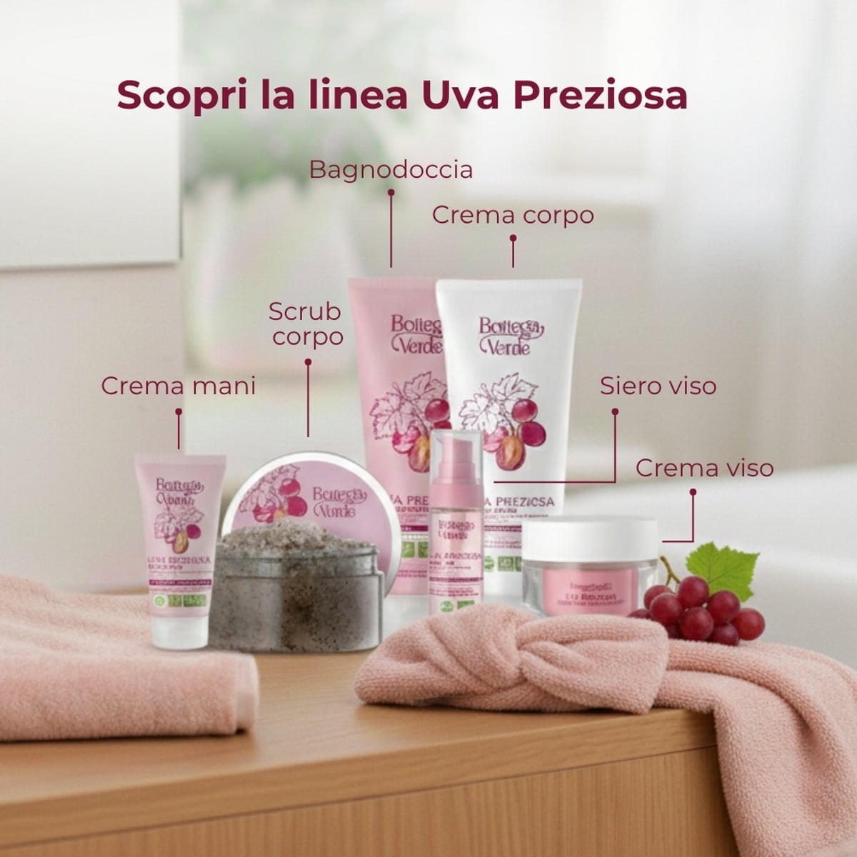 Uva Preziosa - Siero viso antiossidante - con estratto iperfermentato di Uva rossa - pelli normali