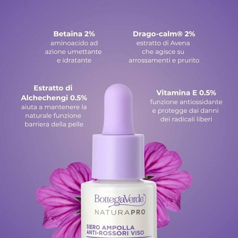 Siero ampolla anti-rossori - concentrato viso - con 5% Anti-redness complex* e iperfermentato di Malva di Tenuta Bottega Verde - lenitivo