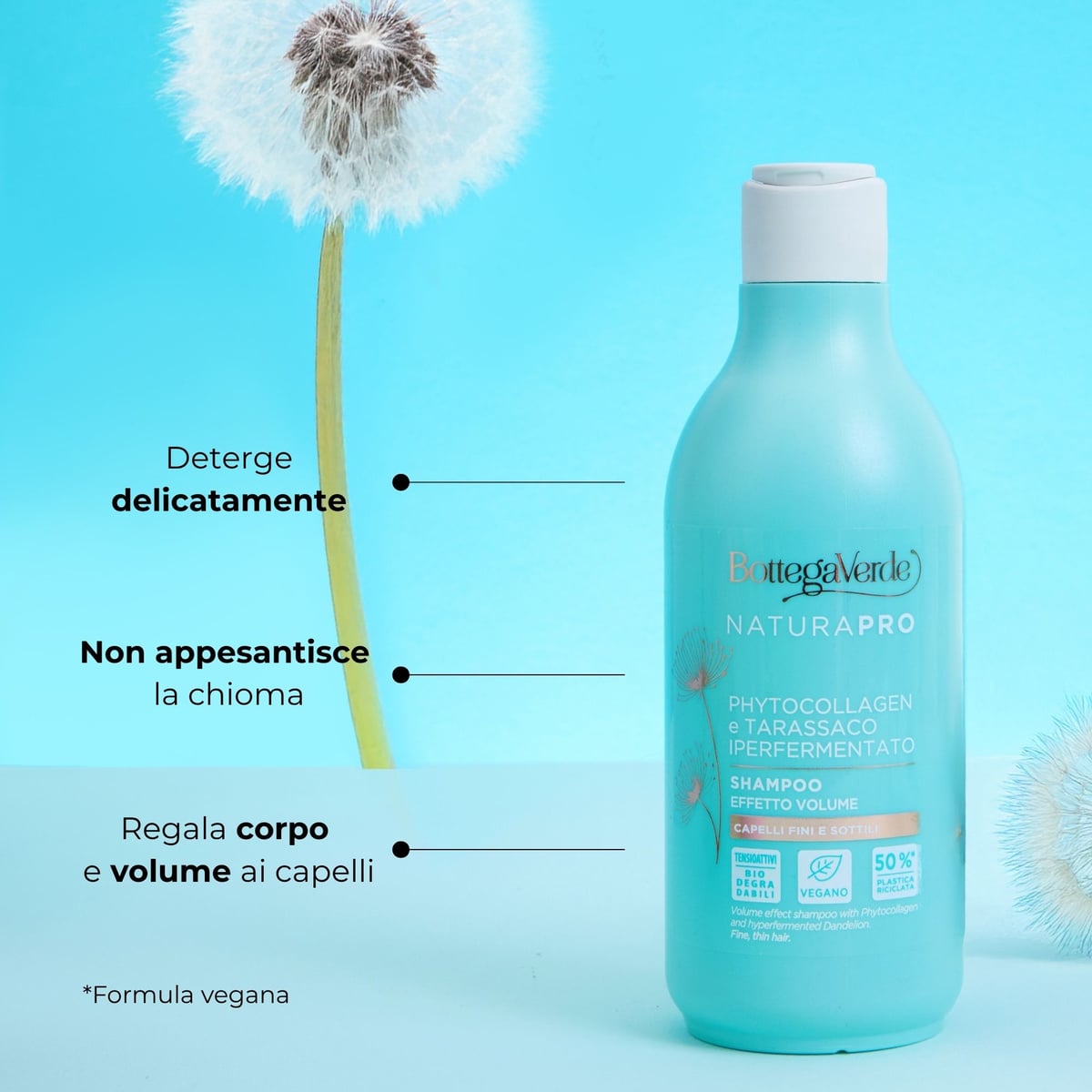 Phytocollagen e Tarassaco iperfermentato - Shampoo - effetto volume - capelli fini e sottili