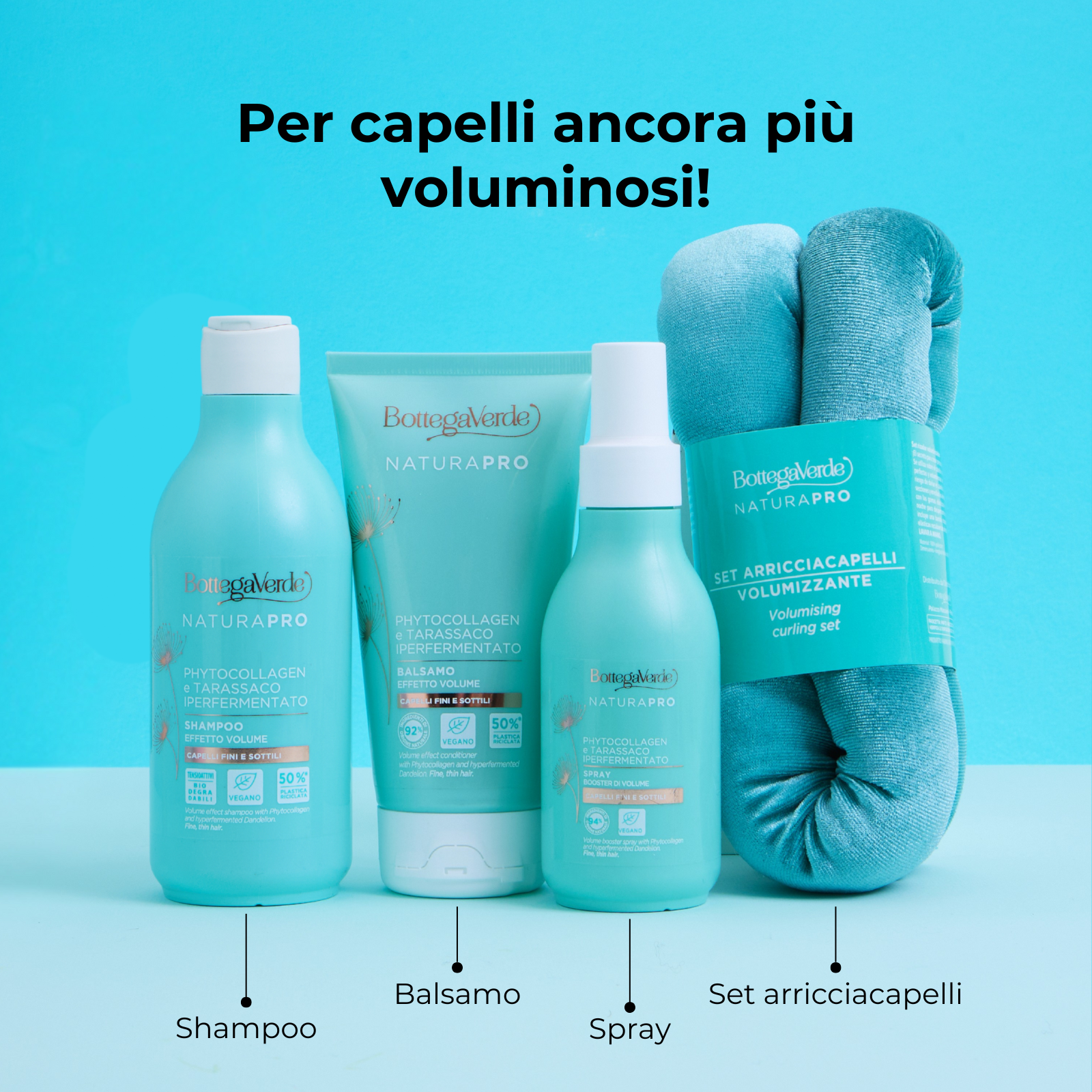 Phytocollagen e Tarassaco iperfermentato - Spray - booster di volume - capelli fini e sottili