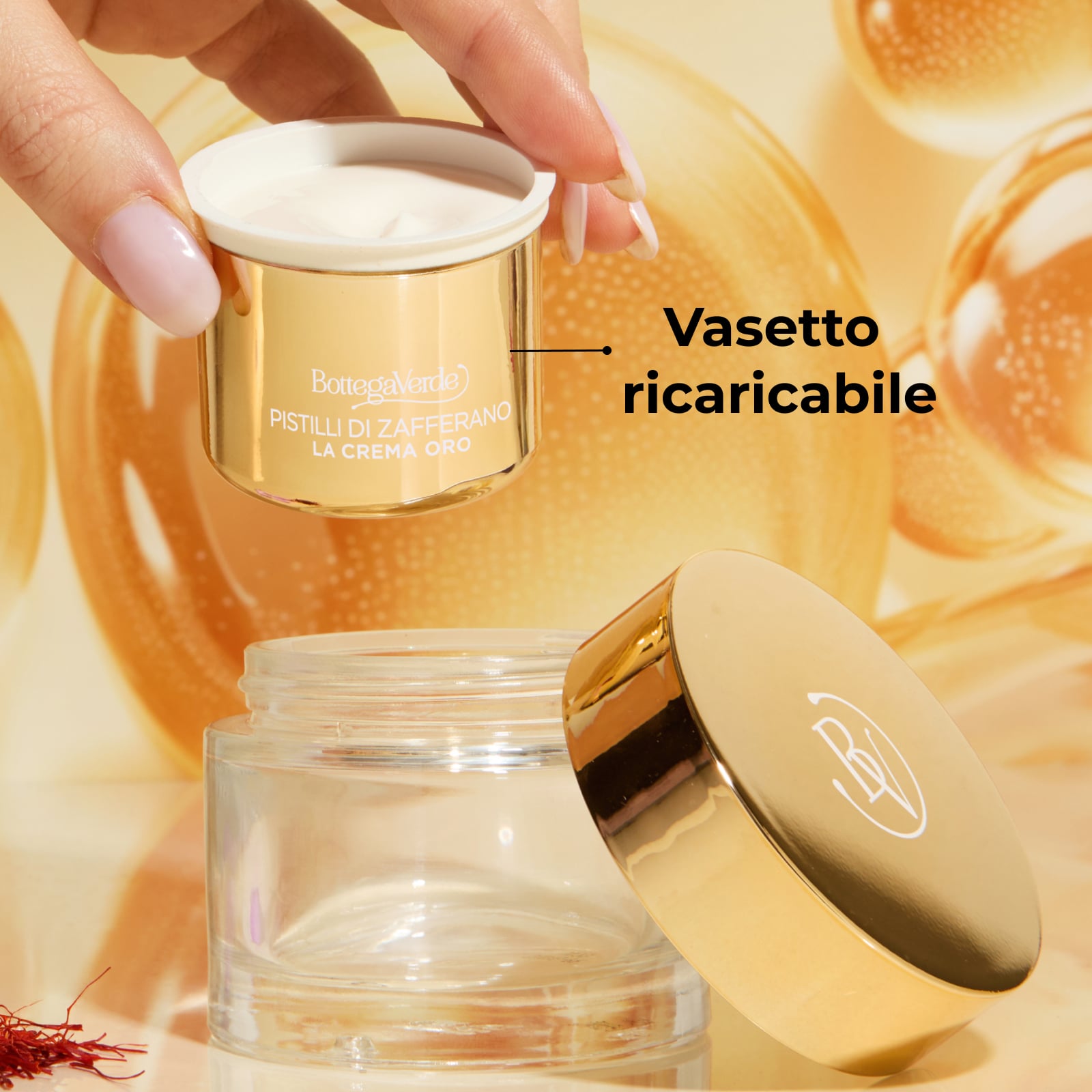 Pistilli di Zafferano - La crema oro - Ricarica Trattamento viso giorno e notte - antirughe antiet&agrave; globale 10 azioni - con SAFFRON-IDE PRO AGE<TM/> con Ceramidi e iperfermentato di Zafferano