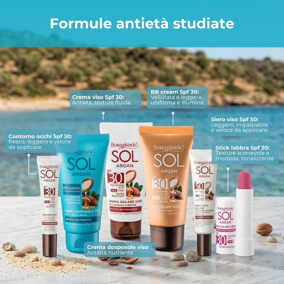 SOL Argan - Stick solare labbra  - nutre e protegge  - con olio di Argan e Vitamina E - protezione alta SPF30 - water resistant