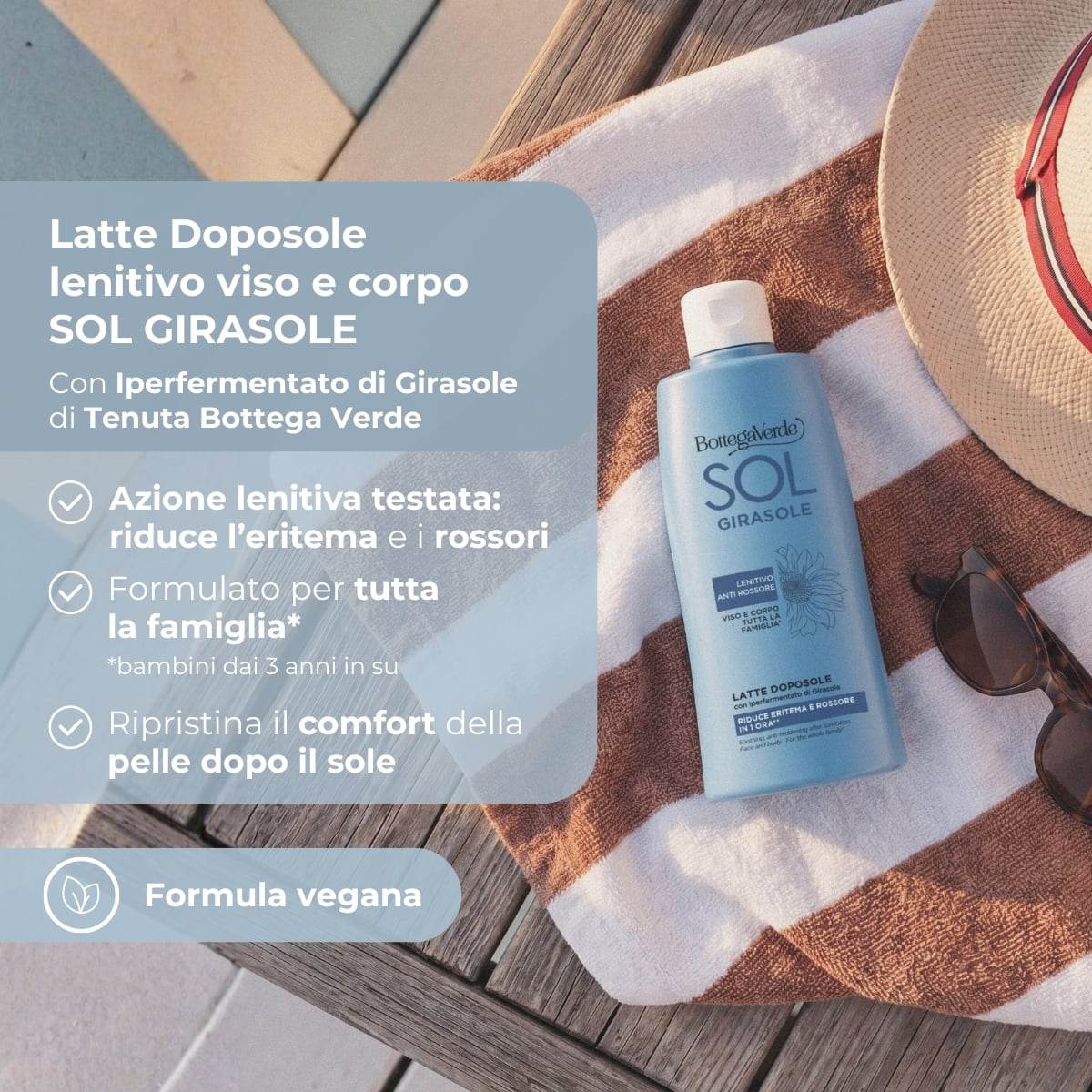 SOL Girasole - Doposole lenitivo anti rossore - viso e corpo - con iperfermentato di Girasole di Tenuta Bottega Verde