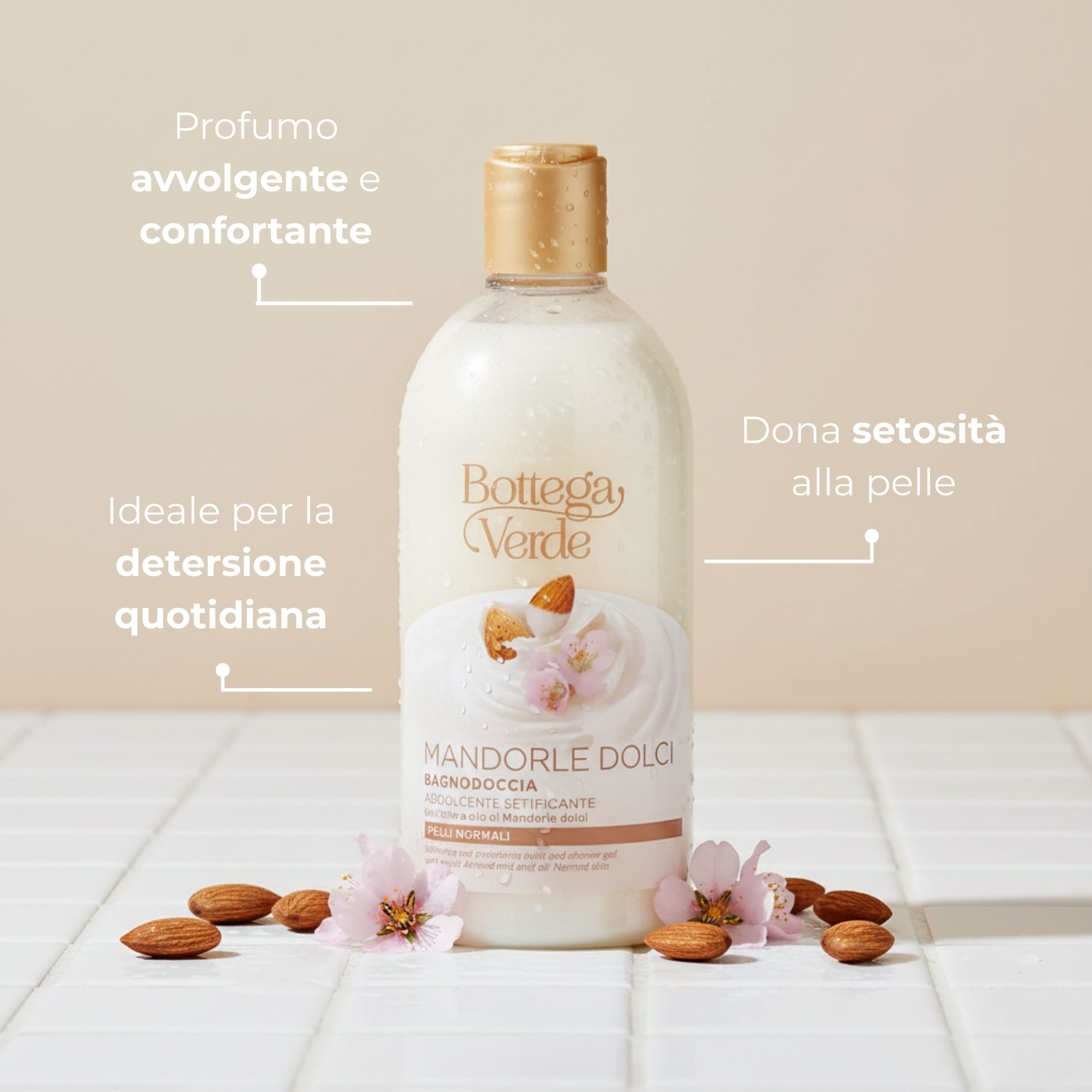 MANDORLE DOLCI - Bagnodoccia - addolcente setificante - con latte e olio di Mandorle dolci - pelli normali