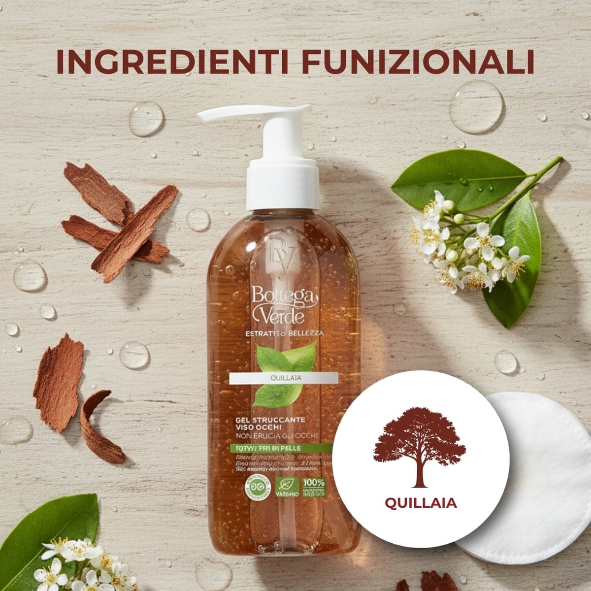 Estratti di bellezza - Gel struccante - viso occhi - Quillaia - non brucia gli occhi  - tutti i tipi di pelle
