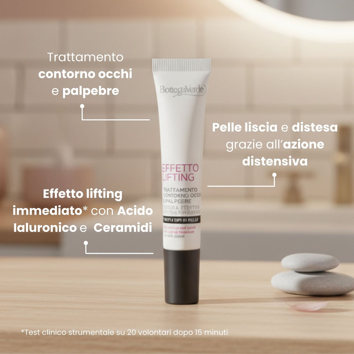 Effetto Lifting - Trattamento contorno occhi e palpebre antiey&agrave;, effetto lifting immediato*,  con acido Ialuronico, Ceramidi ed estratto di Fior di Loto