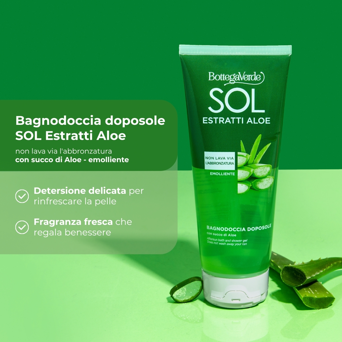 SOL Estratti Aloe - Bagnodoccia doposole - non lava via l'abbronzatura - con succo di Aloe - emolliente
