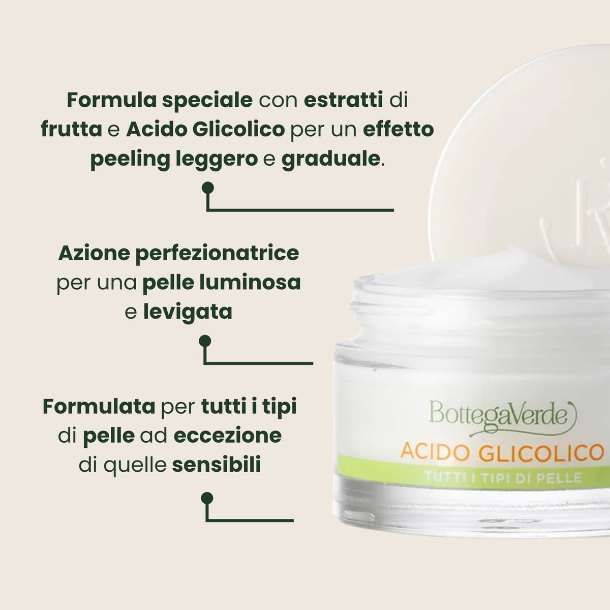 Estratti di bellezza '' Crema viso rinnovatrice - acido Glicolico estratti della Frutta '' perfeziona uniforma illumina - tutti i tipi di pelle