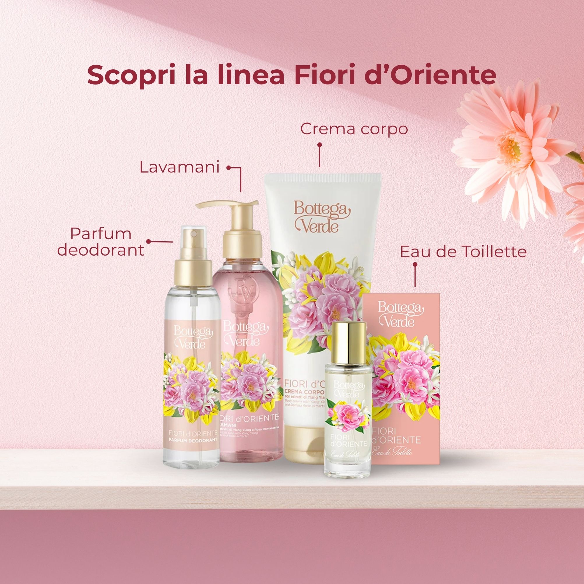 Fiori d'Oriente - Bagnodoccia con estratti di Ylang Ylang e Rosa damascena