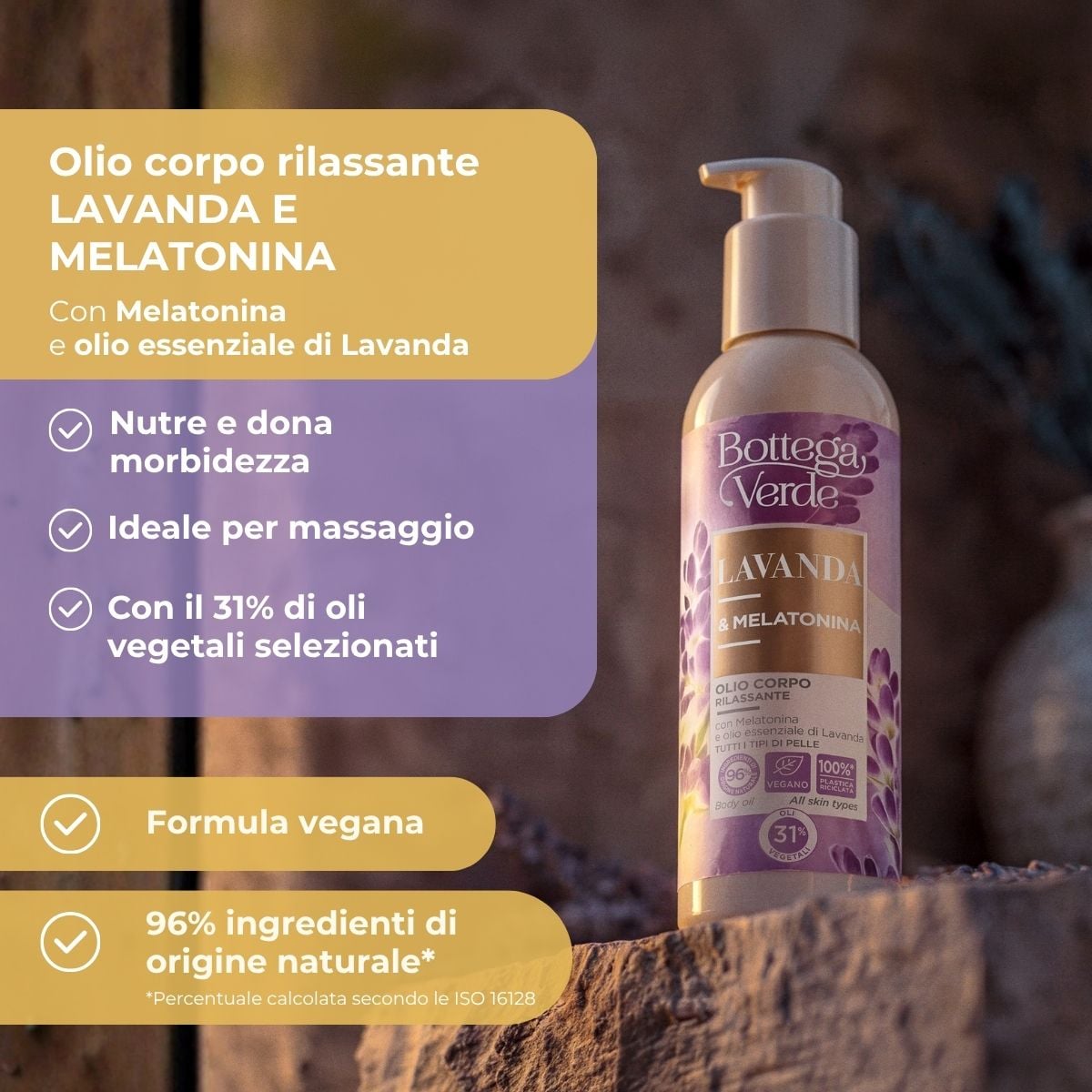 Lavanda Melatonina - Olio corpo rilassante - con Melatonina e olio essenziale di Lavanda - per tutti i tipi di pelle