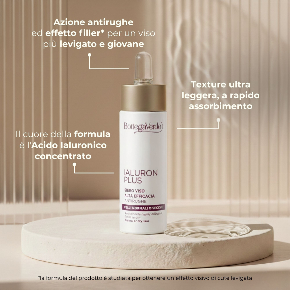 Ialuron plus - Siero viso ad alta efficacia, antirughe, effetto filler*, con acido Ialuronico concentrato - pelli normali o secche