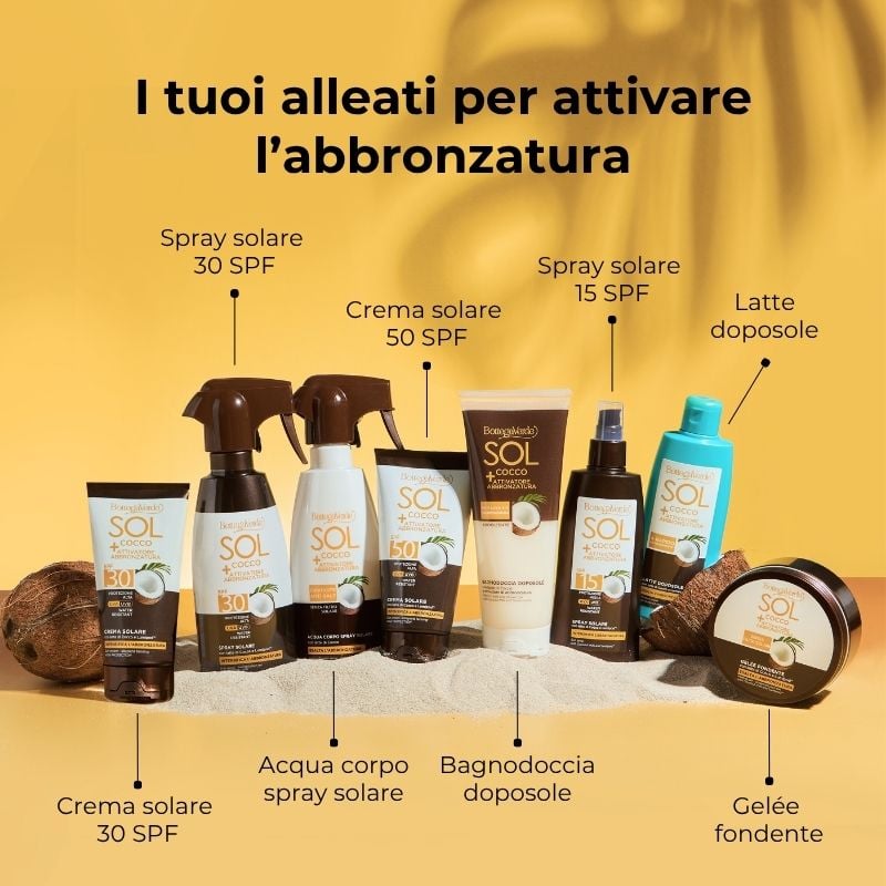 SOL Cocco + Attivatore di abbronzatura - Crema solare- intensifica l'abbronzatura - con latte di Cocco e Lumipod<TM/> - water resistant - protezione alta SPF50