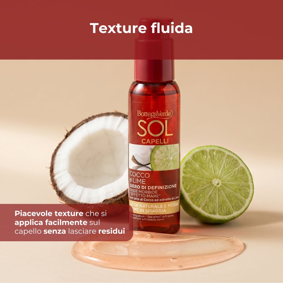 SOL Capelli - Siero di definizione - onde morbide "effetto mare" - con latte di Cocco ed estratto di Lime - look naturale e mosso come in spiaggia